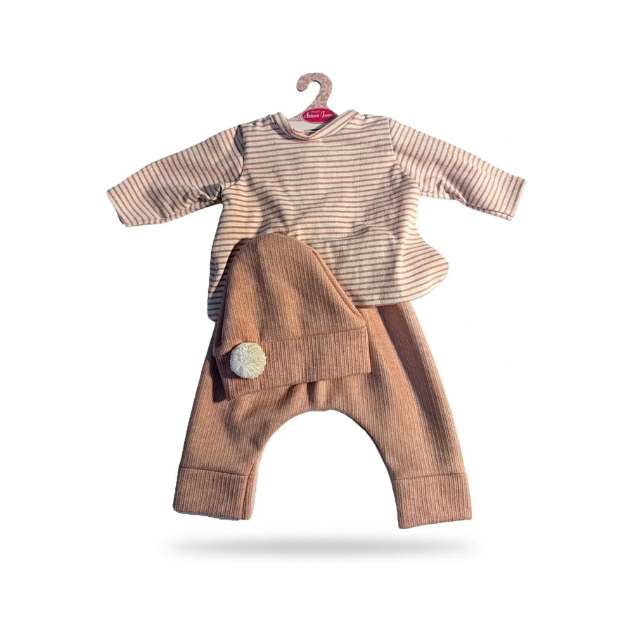 Conjunto de camiseta de rayas, pantalón y gorro rosa para muñeca de 52 cm (91152-51)