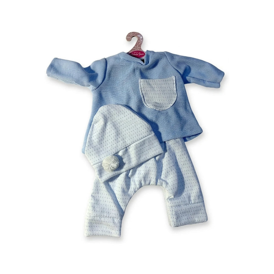 Conjunto Jersey Azul Pantalón y Gorro Topitos 52cm - Ropa Muñeca Antonio Juan (91152-63)