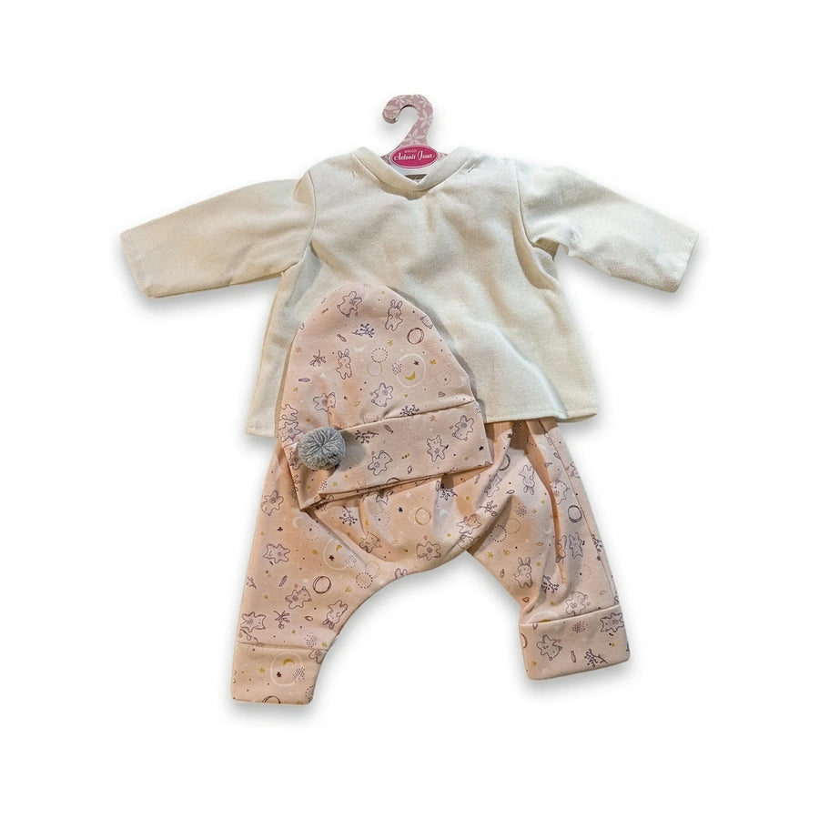 Conjunto Jersey Crema Pantalón Rosa y Gorro Animales 52cm - Ropa Muñeca Antonio Juan (91152-67)