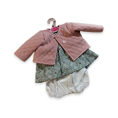 Conjunto de chaqueta rosa, vestido verde y braguita para muñeca de 52 cm (91152-71)