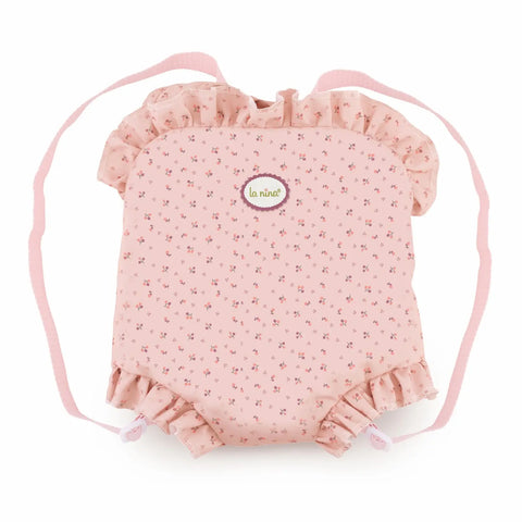Mochila Portabebé Olivia rosa pastel con flores - 30-46cm