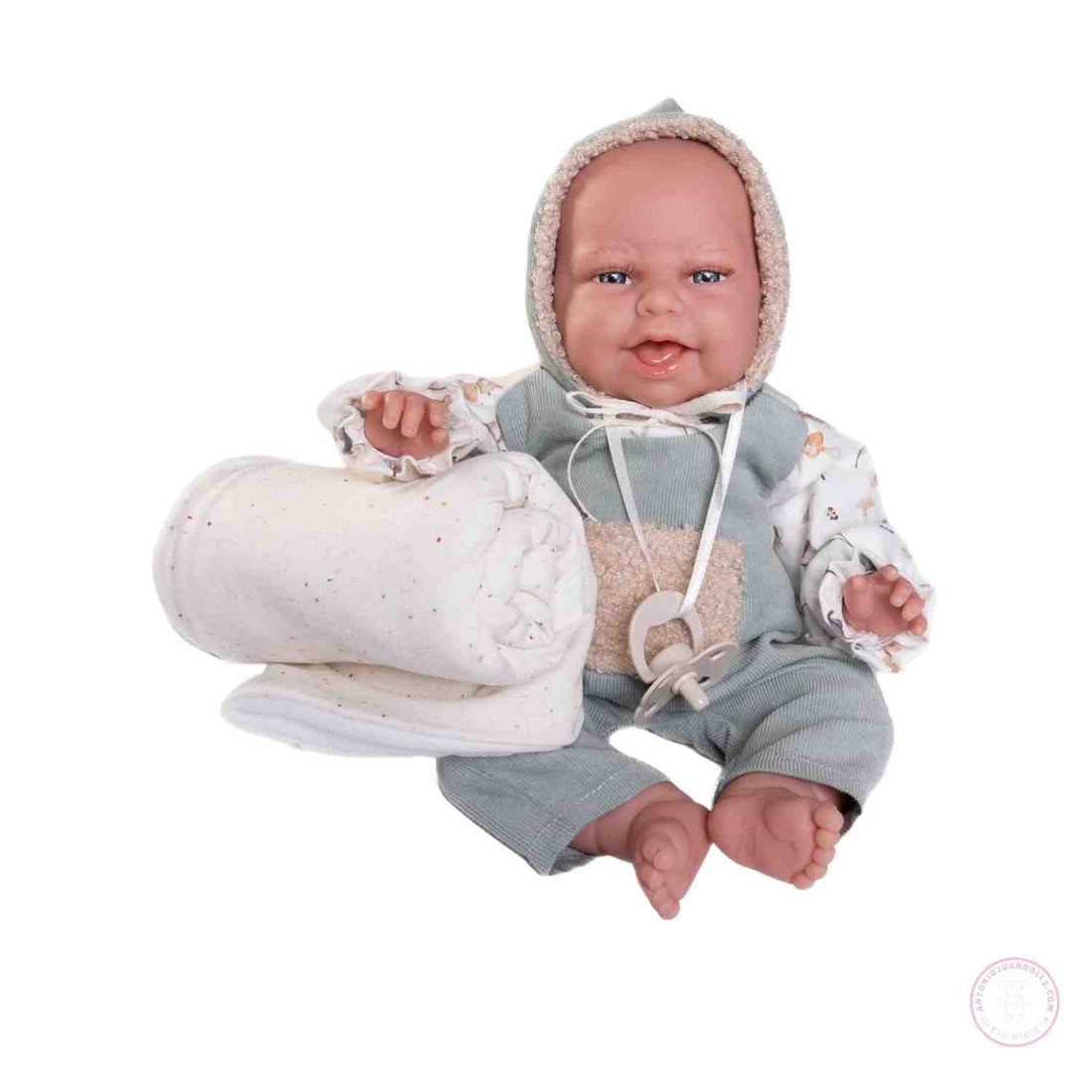 Muñeca recién nacida Clara con cuerpo blandito y mantita

