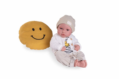 Muñeco Erik vinilo sexuado con cojín y sonrisa

