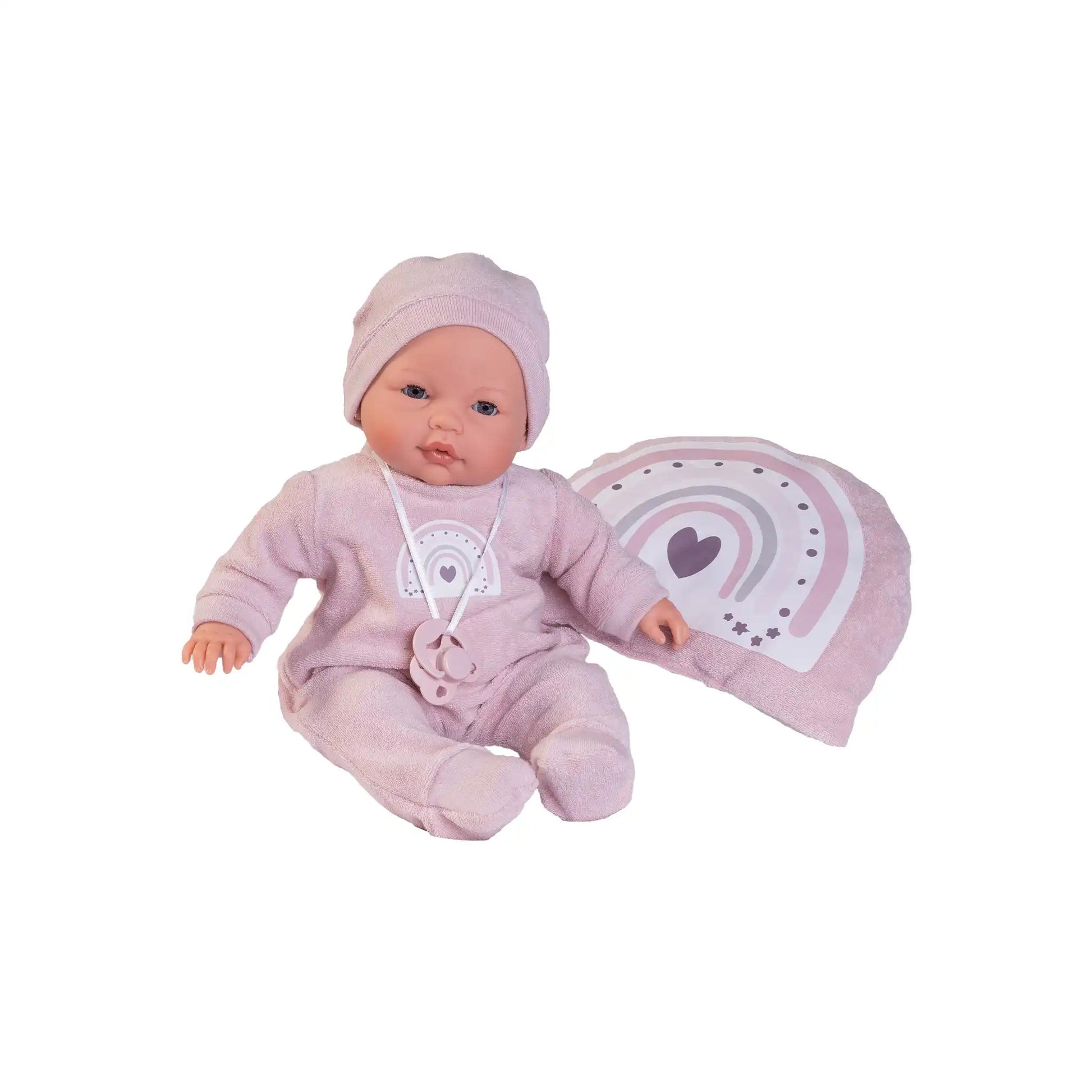 Bimba lagrimitas con cojin arcoiris 14360 Munecas Antonio Juan AntonioJuanDolls reborns que emocionan