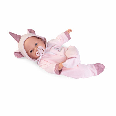 Bimba lagrimitas con disfraz de unicornio 37 cm