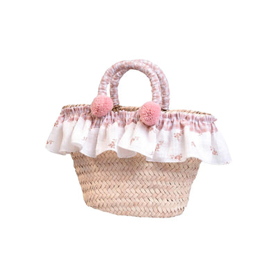 Cesta de paseo de palma para muñecas