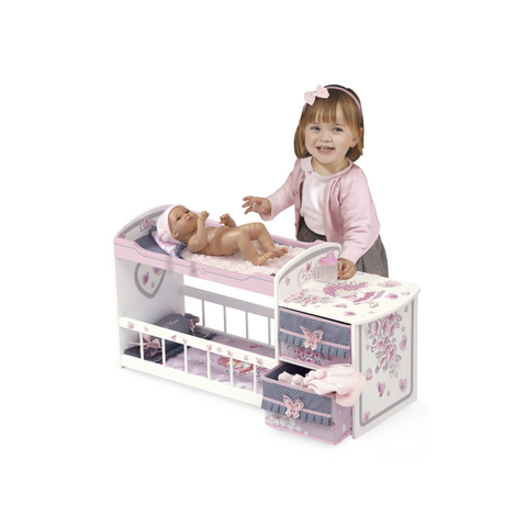 Cuna Cambiador de Madera 80x28x40cm - Centro de Cuidados 2 en 1 para Muñecas hasta 50cm (54317)