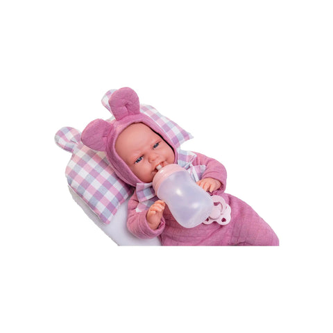 Recién Nacida Baby Carla orejitas con cojín-cuna (70355) - Muñecas Antonio Juan