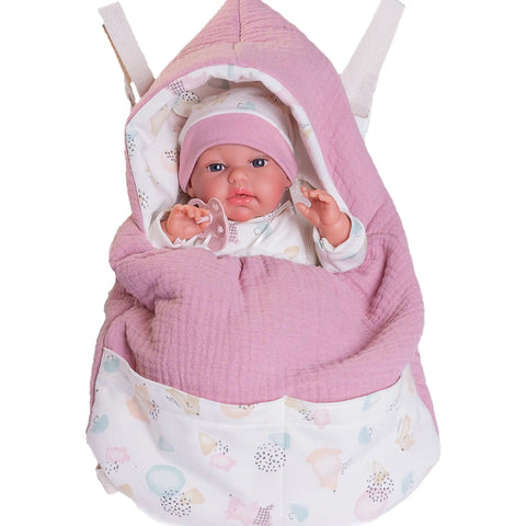 Recien Nacida Baby Toneta palabritas saco-mochila (70251) - Muñecas Antonio Juan
