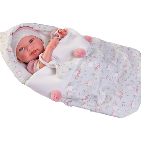 Recién Nacida Pipa con saco conejitos y mordedor (50159) - Muñecas Antonio Juan