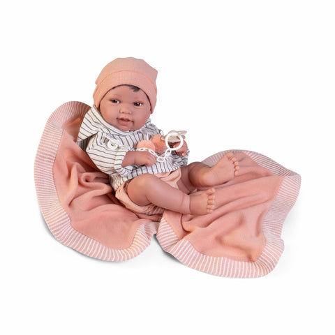 Muñeco bebé Recién Nacido Pipo 42 cm con toquilla rosa