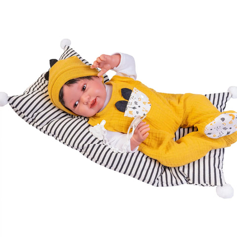 Recién Nacido Pipo Mono Mostaza Orejitas con Cojín 42cm - Cuerpo Blandito Extremidades Rotatorias (33234)